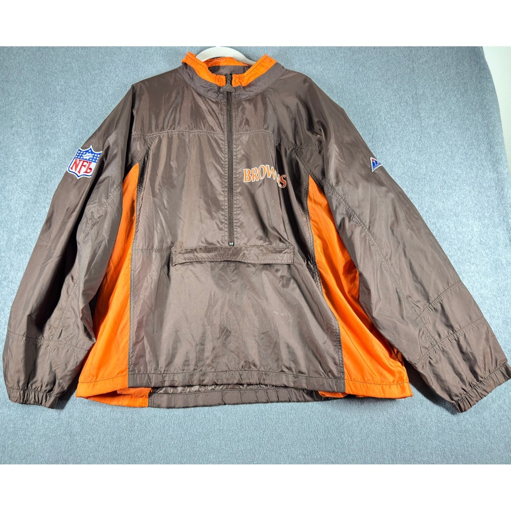 Vintage Cleveland Browns Apex One‎ 1/2 Zip Windbreaker Jacket Mens XL NFL 90s
